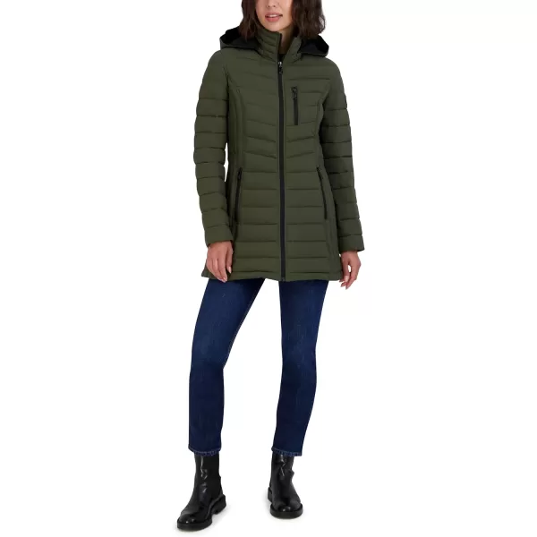 Nautica Womens 34 Midweight Stretch Puffer Jacket with HoodGreen 2