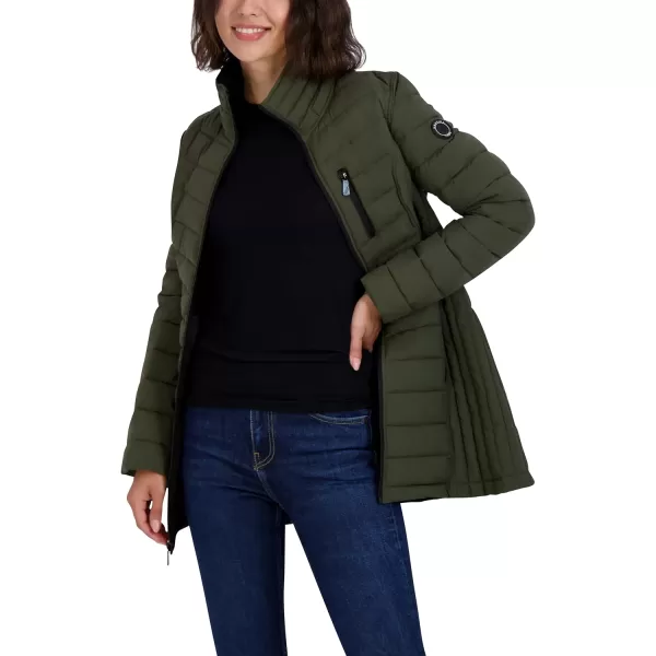 Nautica Womens 34 Midweight Stretch Puffer Jacket with HoodGreen 2