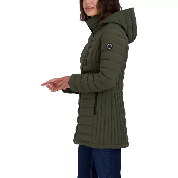 Nautica Womens 34 Midweight Stretch Puffer Jacket with HoodGreen 2