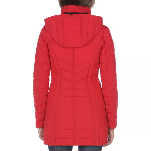 Nautica Womens 34 Midweight Stretch Puffer Jacket with HoodNautica Red