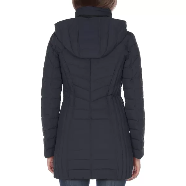 Nautica Womens 34 Midweight Stretch Puffer Jacket with HoodNavy Seas