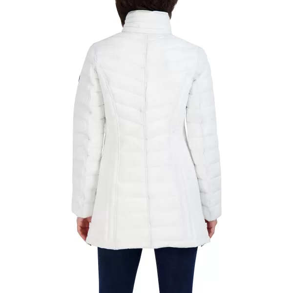Nautica Womens 34 Midweight Stretch Puffer Jacket with HoodWinter White