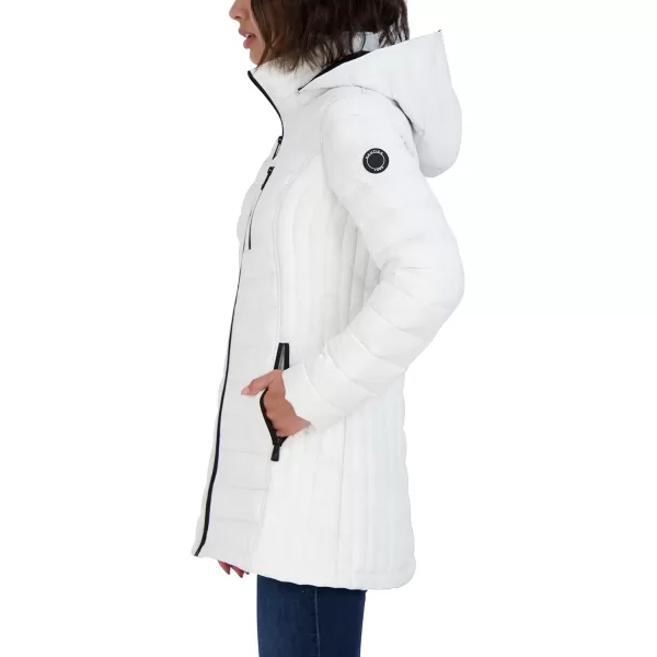 Nautica Womens 34 Midweight Stretch Puffer Jacket with HoodWinter White