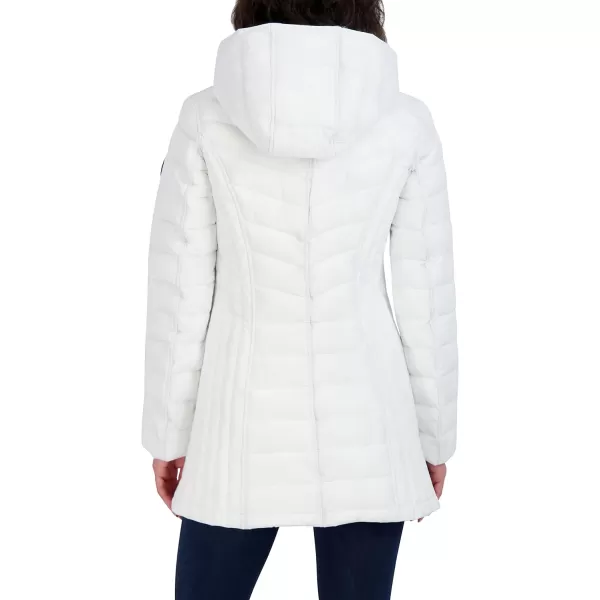 Nautica Womens 34 Midweight Stretch Puffer Jacket with HoodWinter White