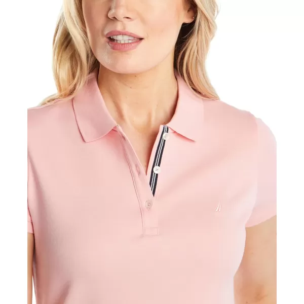 Nautica Womens 3Button Short Sleeve Breathable 100 Cotton Polo ShirtAloha Pink