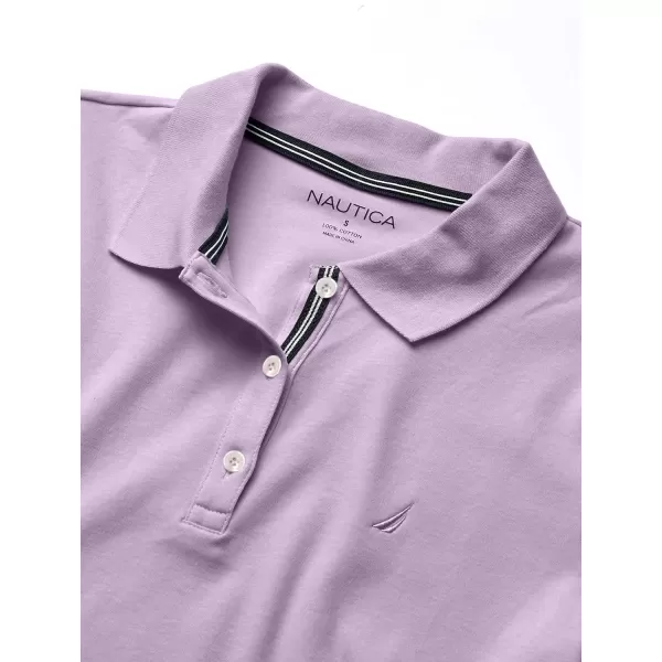 Nautica Womens 3Button Short Sleeve Breathable 100 Cotton Polo ShirtLavendula