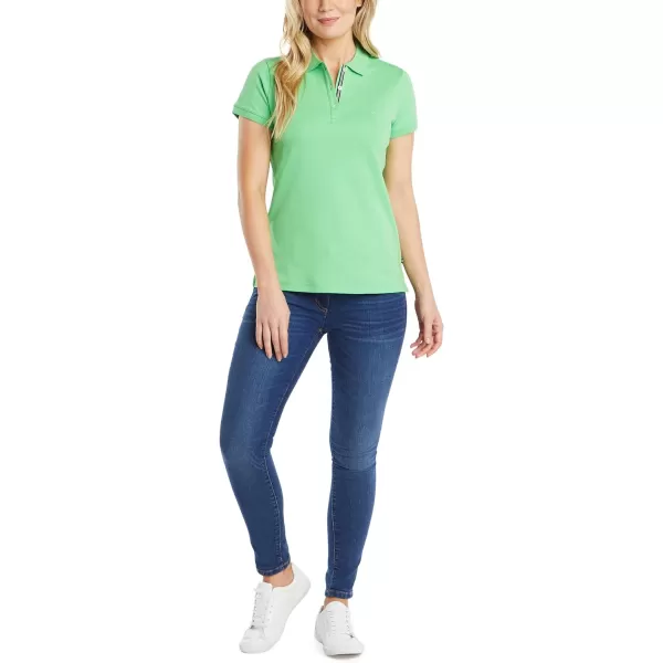 Nautica Womens 3Button Short Sleeve Breathable 100 Cotton Polo ShirtLeaf Green