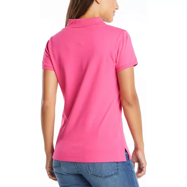 Nautica Womens 3Button Short Sleeve Breathable 100 Cotton Polo ShirtLeis Pink