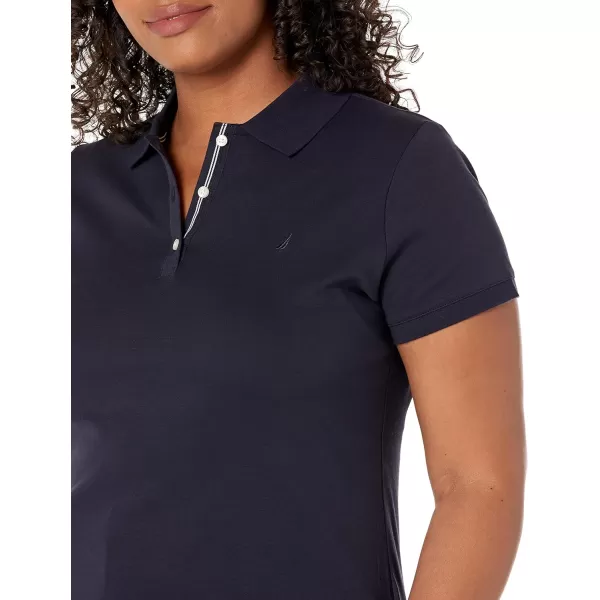 Nautica Womens 3Button Short Sleeve Breathable 100 Cotton Polo ShirtNavy