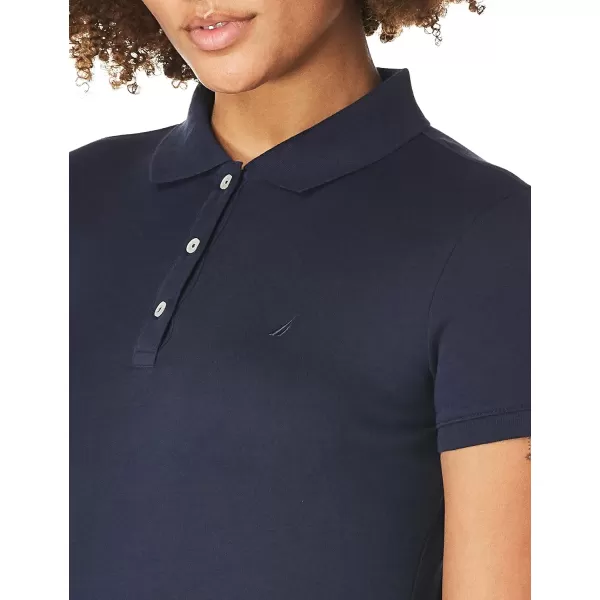 Nautica Womens 3Button Short Sleeve Breathable 100 Cotton Polo ShirtNavy