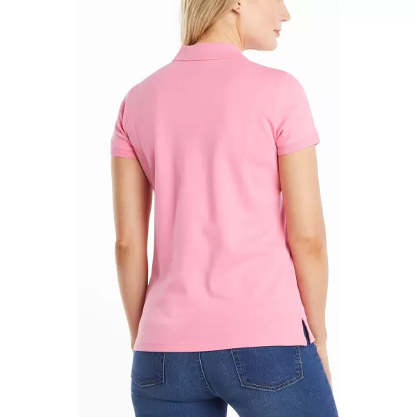 Nautica Womens 3Button Short Sleeve Breathable 100 Cotton Polo ShirtPink