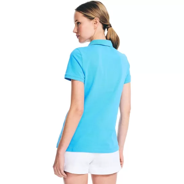 Nautica Womens 5Button Short Sleeve Cotton Polo Shirt2024 Collection Azure Blue