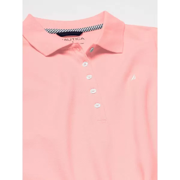 Nautica Womens 5Button Short Sleeve Cotton Polo ShirtAloha Pink