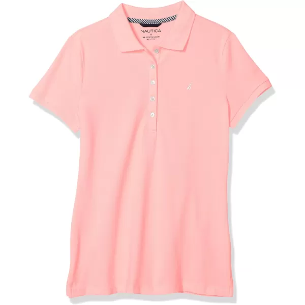 Nautica Womens 5Button Short Sleeve Cotton Polo ShirtAloha Pink