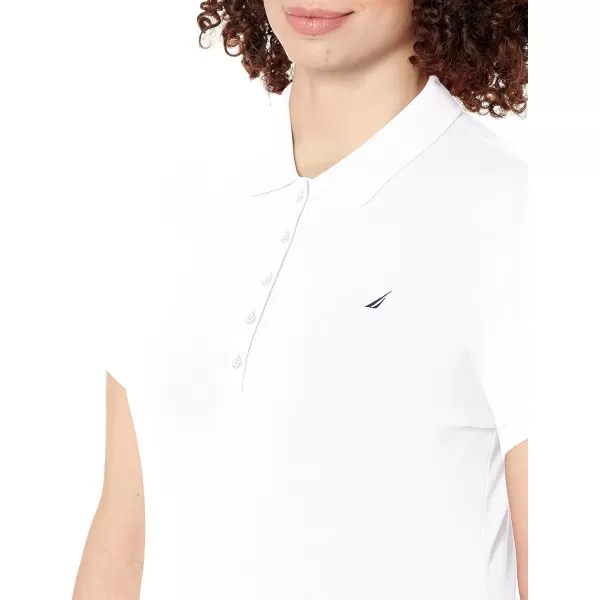 Nautica Womens 5Button Short Sleeve Cotton Polo ShirtBright White