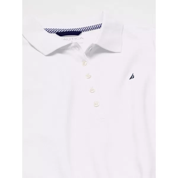 Nautica Womens 5Button Short Sleeve Cotton Polo ShirtBright White