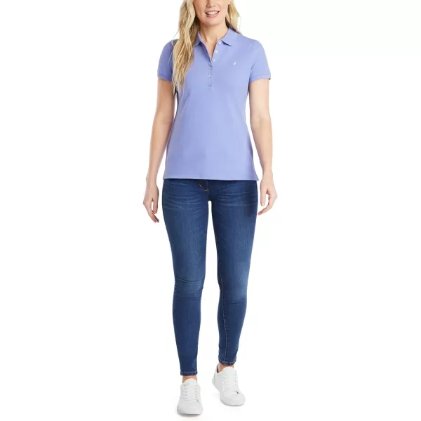 Nautica Womens 5Button Short Sleeve Cotton Polo ShirtDeep Peri
