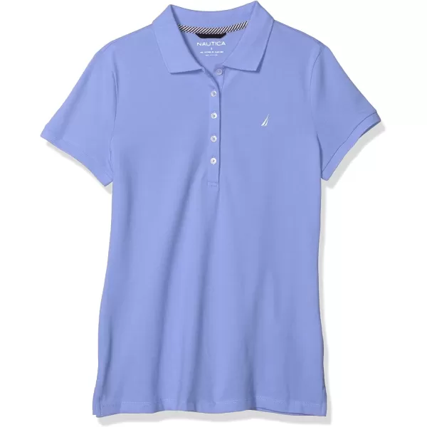 Nautica Womens 5Button Short Sleeve Cotton Polo ShirtDeep Peri