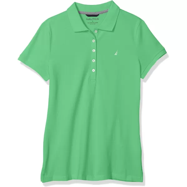 Nautica Womens 5Button Short Sleeve Cotton Polo ShirtLeaf Green