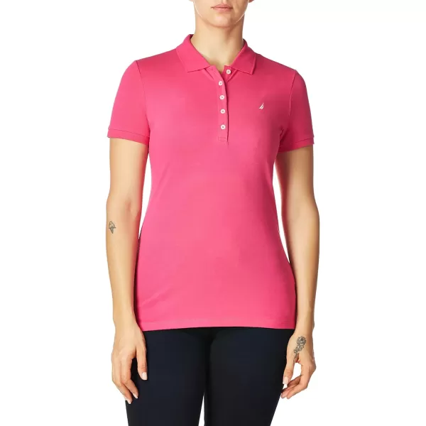 Nautica Womens 5Button Short Sleeve Cotton Polo ShirtLeis Pink