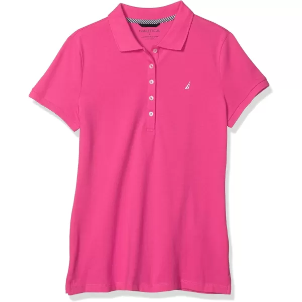 Nautica Womens 5Button Short Sleeve Cotton Polo ShirtLeis Pink