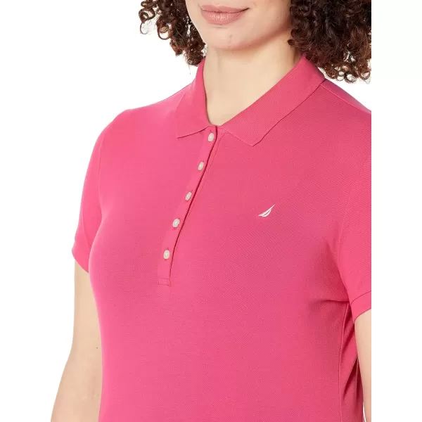 Nautica Womens 5Button Short Sleeve Cotton Polo ShirtLeis Pink