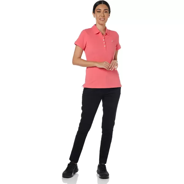 Nautica Womens 5Button Short Sleeve Cotton Polo ShirtMelon Pink