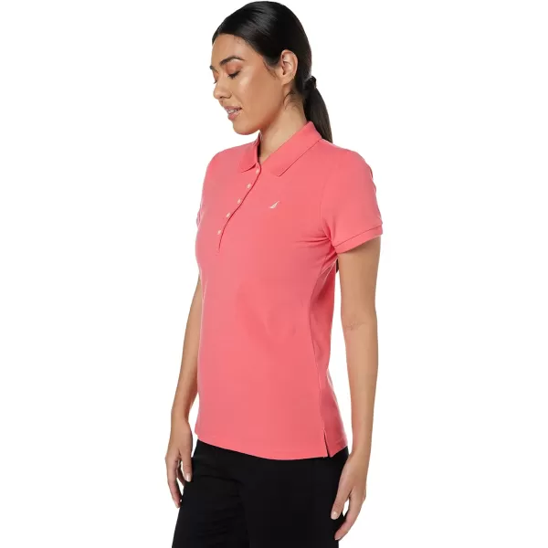 Nautica Womens 5Button Short Sleeve Cotton Polo ShirtMelon Pink