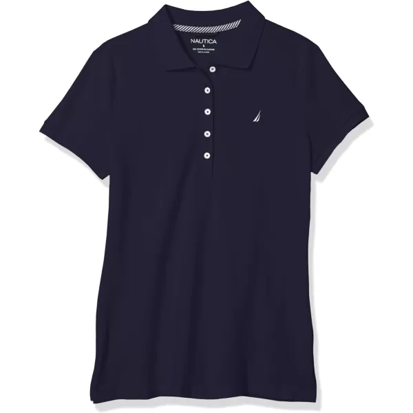 Nautica Womens 5Button Short Sleeve Cotton Polo ShirtNavy