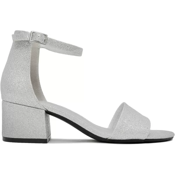 Nautica Womens Ankle Strap Pump Sandal with Low Block Heel  Stylish TwoPiece Dress Shoe  YonaSilver Glitter