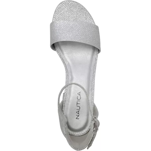 Nautica Womens Ankle Strap Pump Sandal with Low Block Heel  Stylish TwoPiece Dress Shoe  YonaSilver Glitter