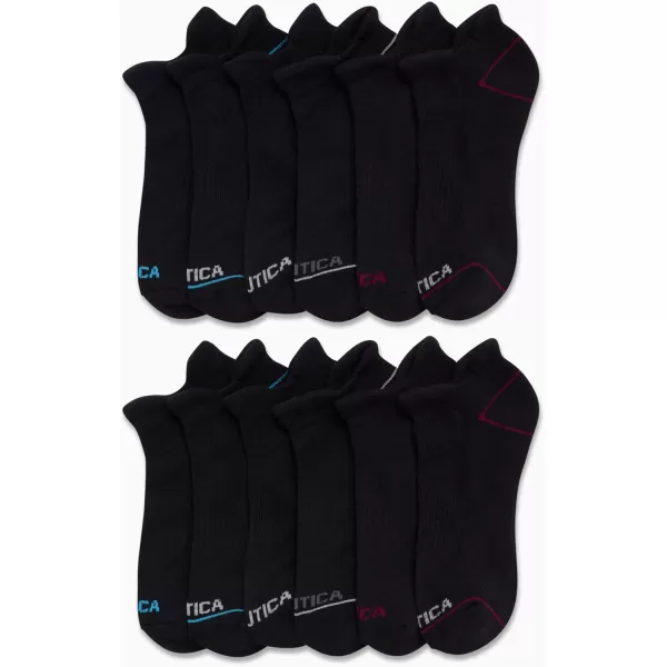 Nautica Womens Athletic Socks  Cushioned Low Cut Ankle Socks 12 PackBlack Tab