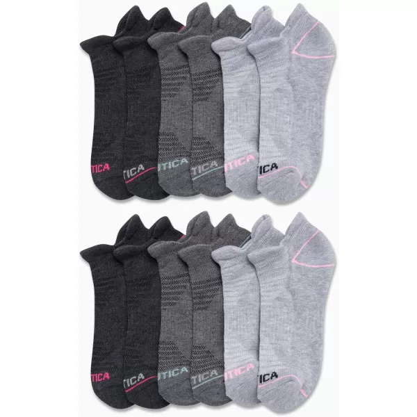 Nautica Womens Athletic Socks  Cushioned Low Cut Ankle Socks 12 PackGrey Tab