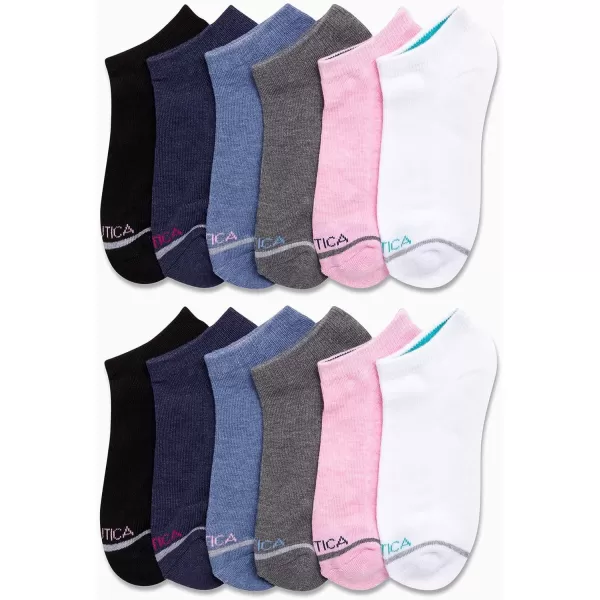 Nautica Womens Athletic Socks  Cushioned Low Cut Ankle Socks 12 PackPink Assorted