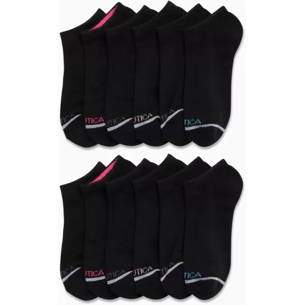 Nautica Womens Athletic Socks  Cushioned Low Cut Ankle Socks 12 PackSolid Black