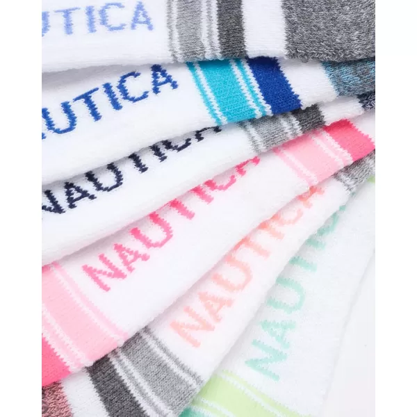 Nautica Womens Athletic Socks  Cushioned Low Cut Ankle Socks 12 PackWhite Multi