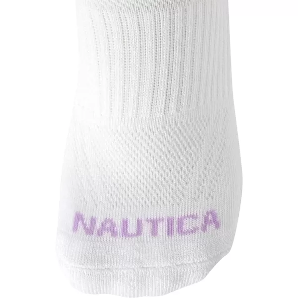 Nautica Womens Athletic Socks  Cushioned Low Cut Ankle Socks 12 PackWhite Pattern