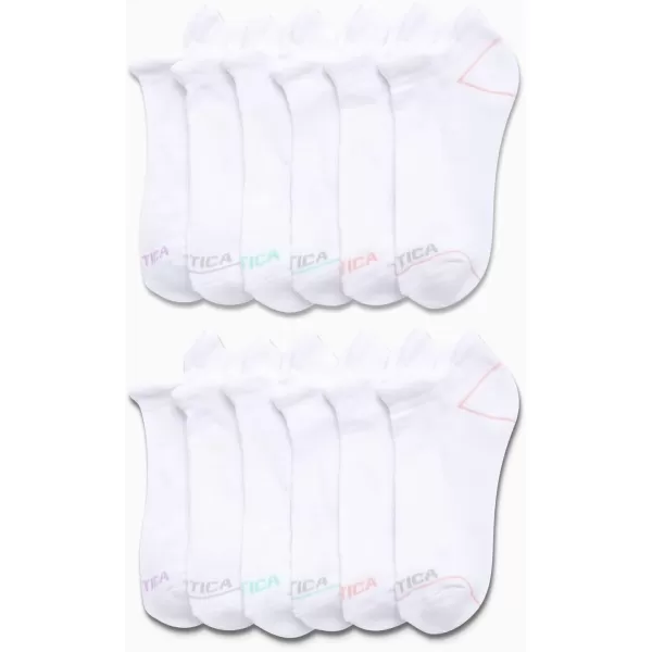 Nautica Womens Athletic Socks  Cushioned Low Cut Ankle Socks 12 PackWhite Tab