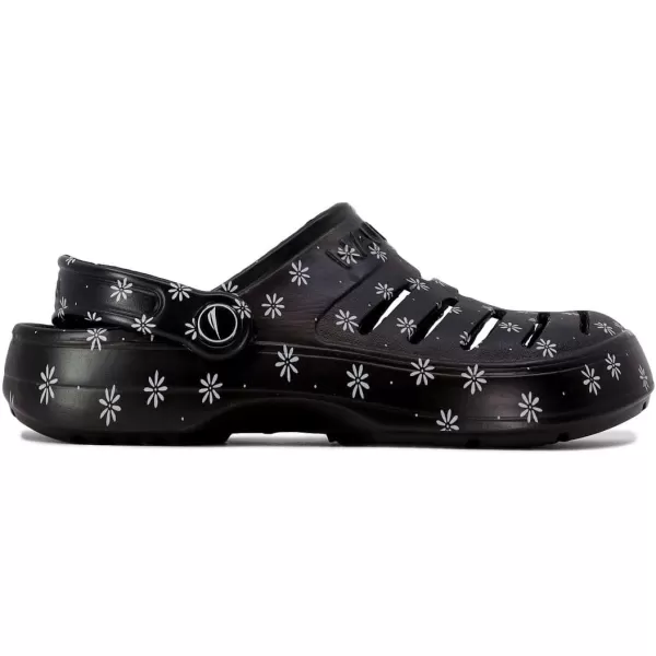 Nautica Womens Clogs  Athletic Sports Sandal  Water Shoes SlipOn with Adjustable Back Strap  Beach Sports Shoe  River EdgeBlack White Daisy