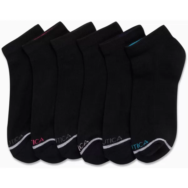 Nautica Womens Comfort Cushioned Quarter Cut Moisture Control Athletic Socks 6 PackBlack