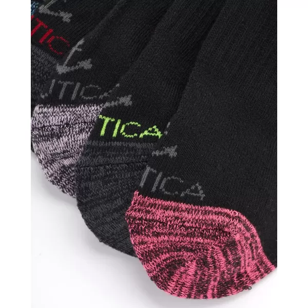 Nautica Womens Comfort Cushioned Quarter Cut Moisture Control Athletic Socks 6 PackBlack Assorted