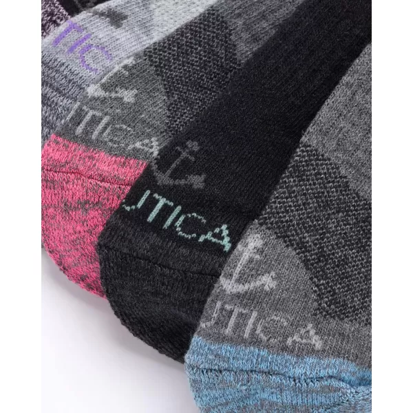 Nautica Womens Comfort Cushioned Quarter Cut Moisture Control Athletic Socks 6 PackGreyBlack