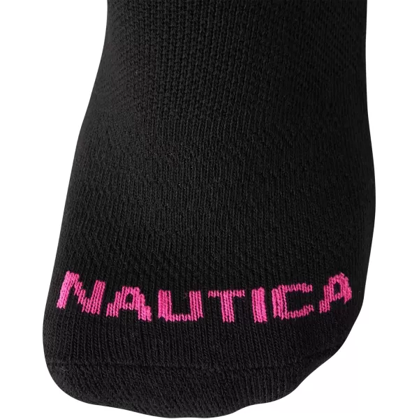 Nautica Womens Comfort Cushioned Quarter Cut Moisture Control Athletic Socks 6 PackPure Black