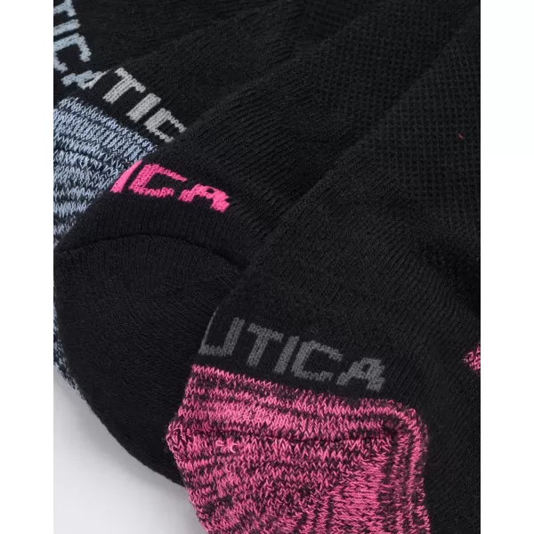 Nautica Womens Comfort Cushioned Quarter Cut Moisture Control Athletic Socks 6 PackPure Black