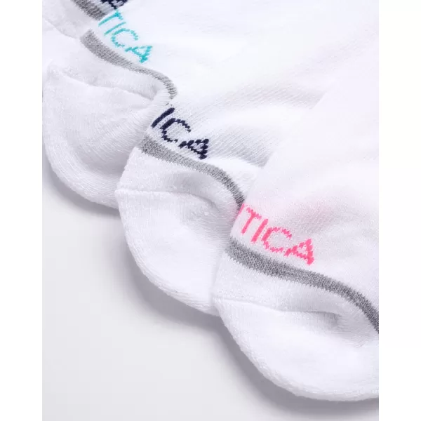 Nautica Womens Comfort Cushioned Quarter Cut Moisture Control Athletic Socks 6 PackWhite