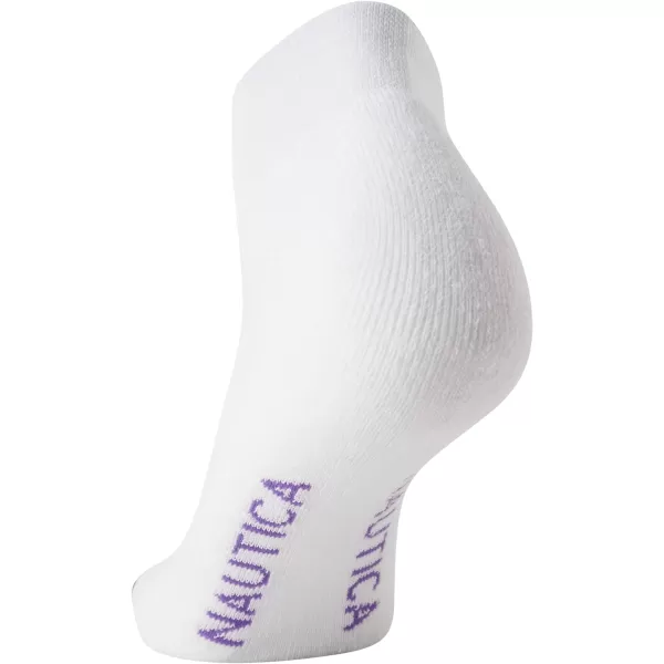 Nautica Womens Comfort Cushioned Quarter Cut Moisture Control Athletic Socks 6 PackWhite Out