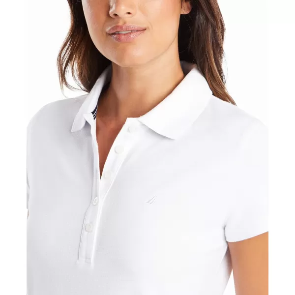 Nautica Womens Easy Classic Short Sleeve Stretch Cotton Polo DressBright White