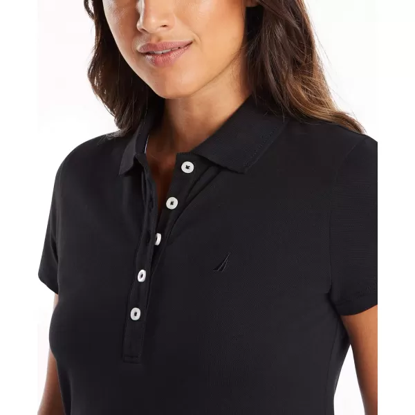 Nautica Womens Easy Classic Short Sleeve Stretch Cotton Polo DressTrue Black