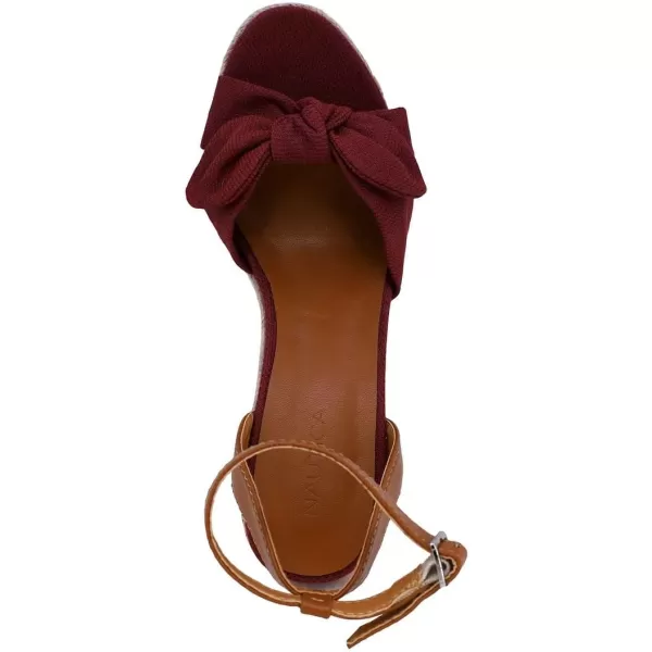 Nautica Womens Espadrille Buckle Wedge Sandals with Knotty Bow Summer ShoeBurgundybuckle