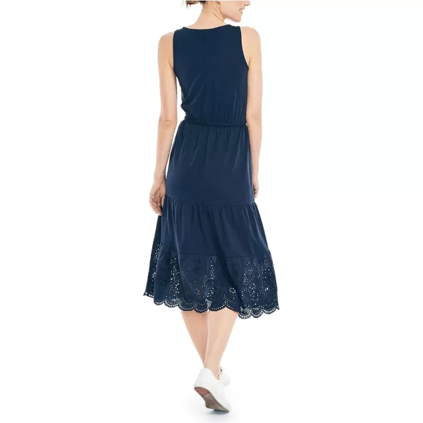 Nautica Womens Eyelet Midi DressNavy Seas